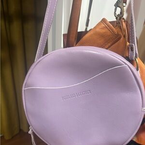 Portland Leather Lavender Round Crossbody Bag